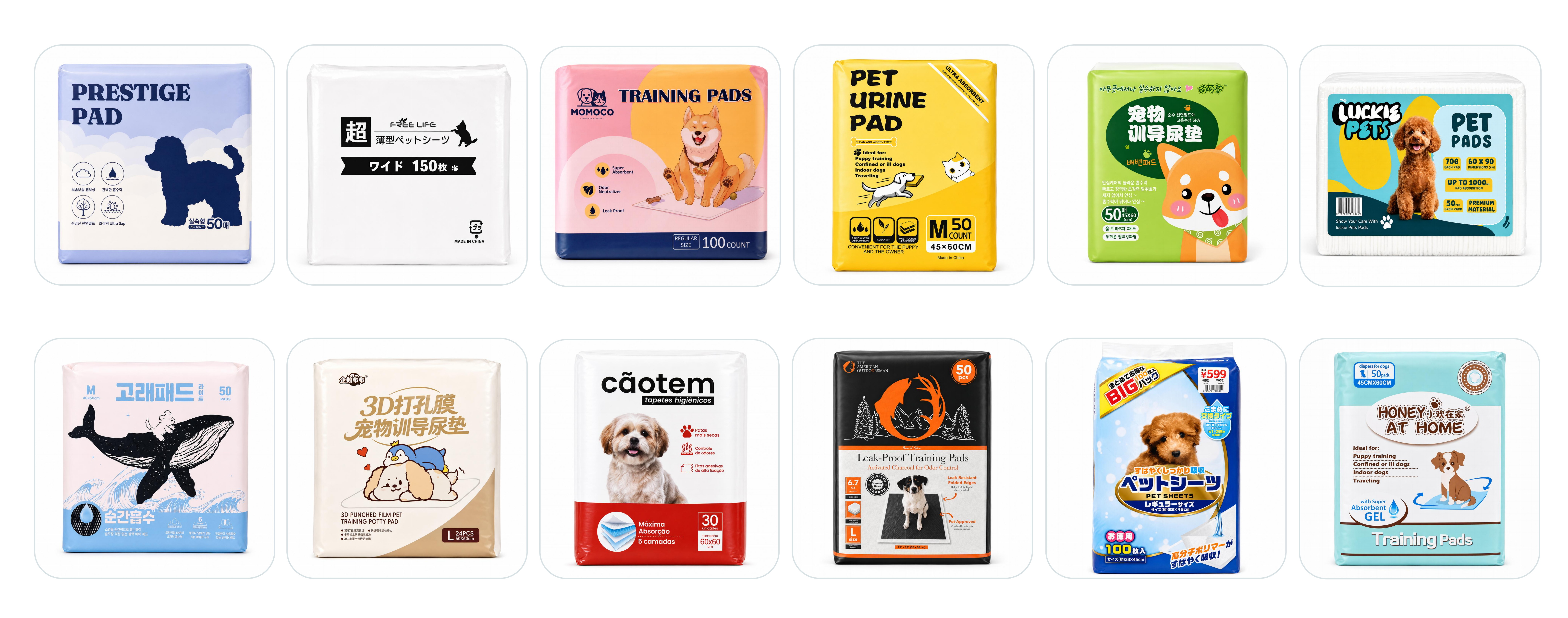 Selected pet pad brands manufactured by the factory